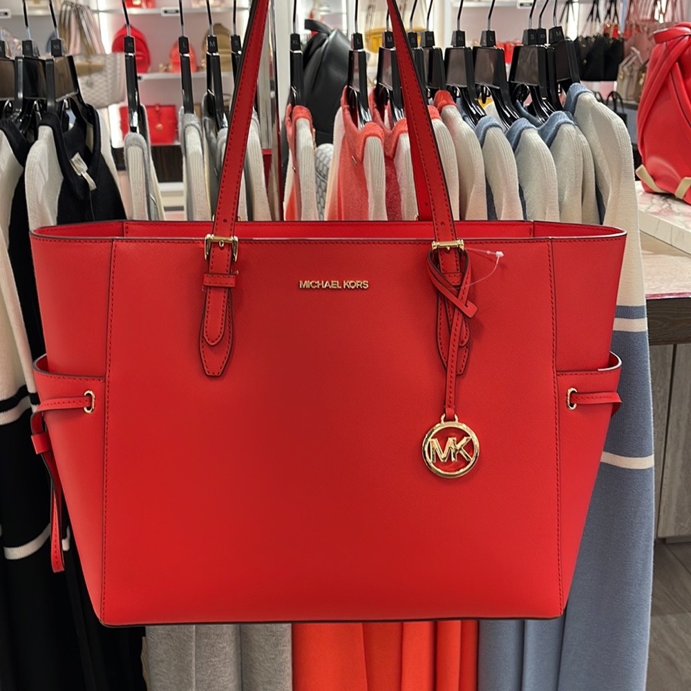 Michael Kors Gilly Large Drawstring Travel Leather Top Zip Tote 
 Dark Sangria - Picture 2 of 16
